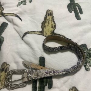 Cowhide Silver and Purple Women's Belt